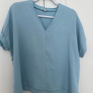 Newbury Kustom Sky Blue V-Neck Blouse